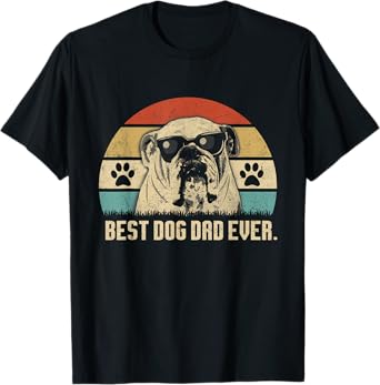 Vintage Best English Bulldog DAD Ever shirt Fathers Day Gift Men T-Shirt