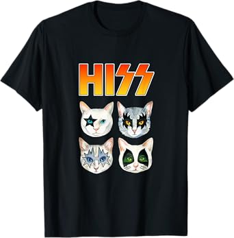 HISS Cat Kitten Meow Rocker Parody Band Funny Cat Lover Men Women Girls Kids T-Shirt