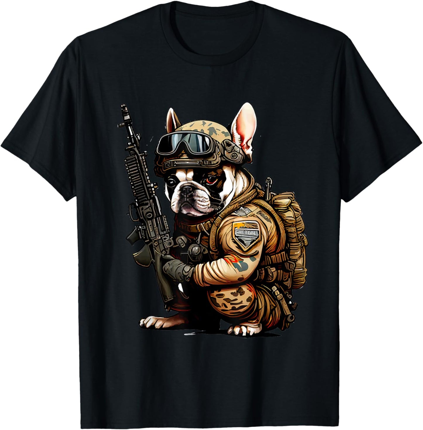 Military Bulldog Tactical Frenchie Ready For Action T-Shirt