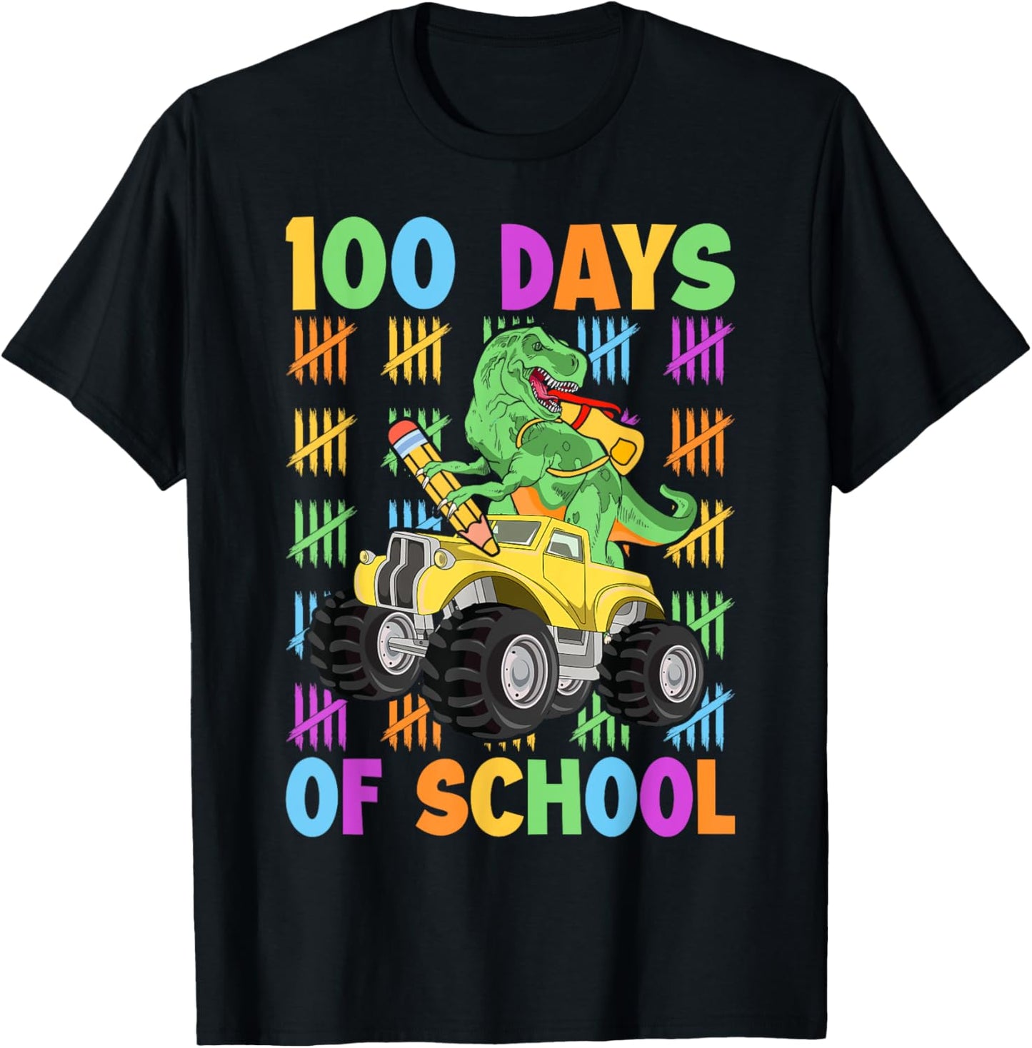 100 Days of School Dinosaur Riding Monster Truck 100th Day T-Shirt