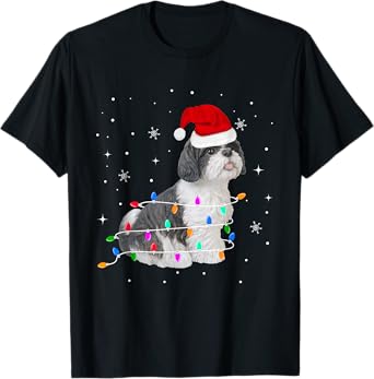 Funny Shih Tzu Christmas Light Gifts Xmas T-Shirt