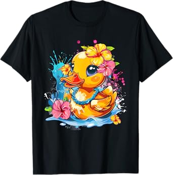 Rubber Duck Hawaiian Hawaii Floral Rubber Duck Lover T-Shirt