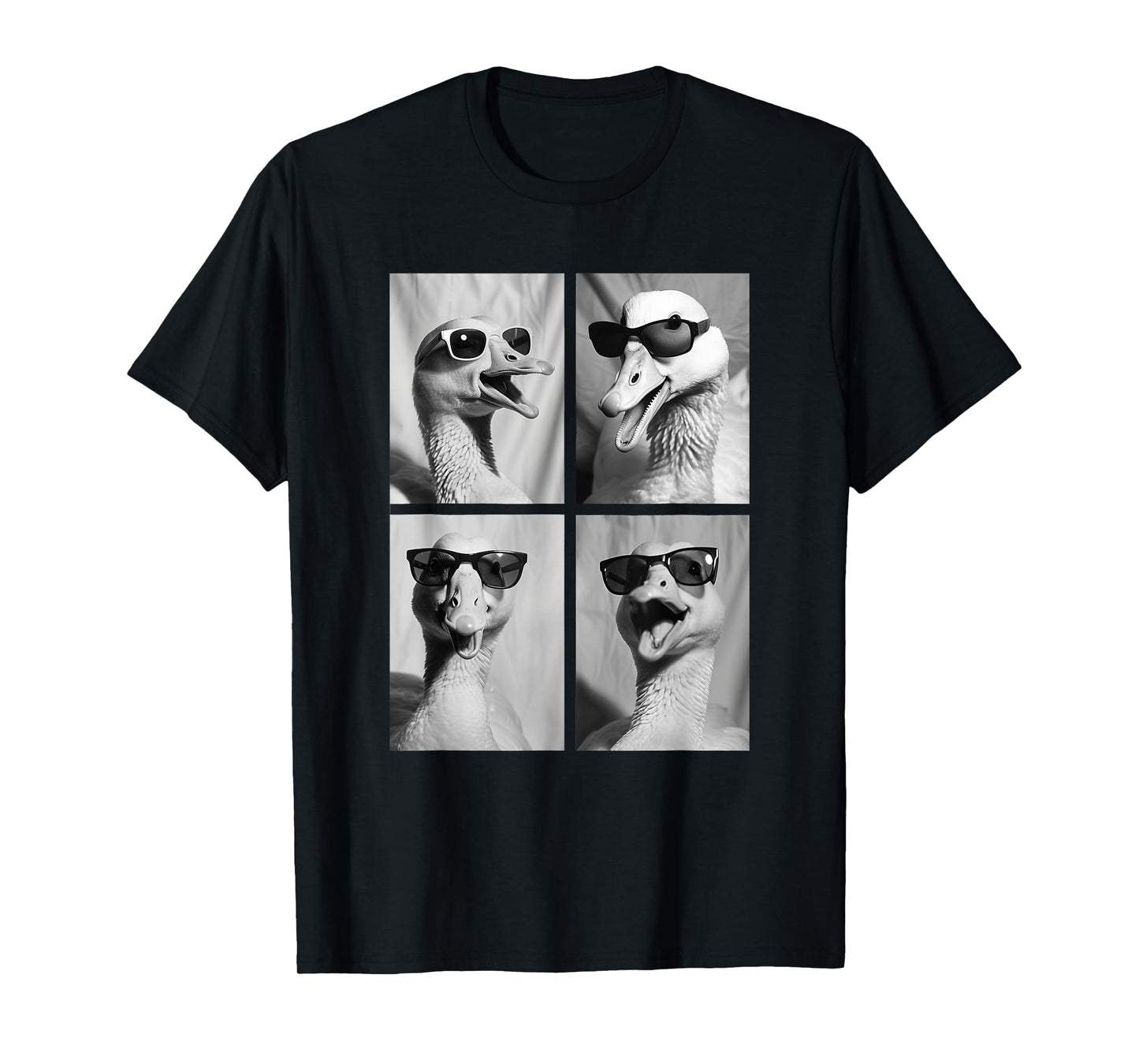 Funny Goose with Sunglasses Silly Geese Animals Photo Booth T-Shirt