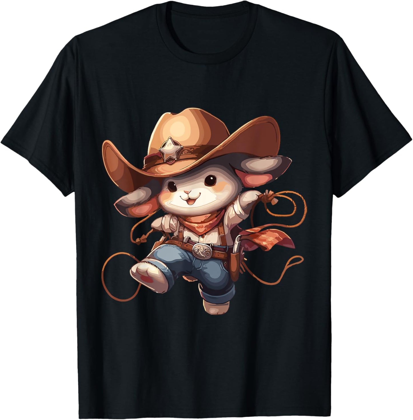 Western Rodeo Cowboy Outfit Hat Rabbit Texas Animals T-Shirt