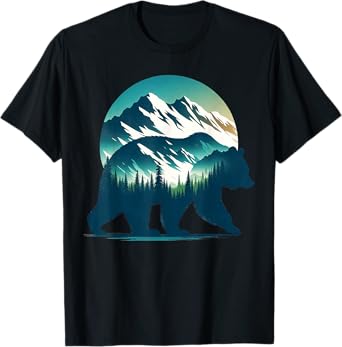 Bear Nature Mountain Tree Funny Outdoor Gifts For Men Women T-Shirt