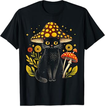 Cottagecore Aesthetic Cat Mushroom Funny Gifts For Men Women T-Shirt