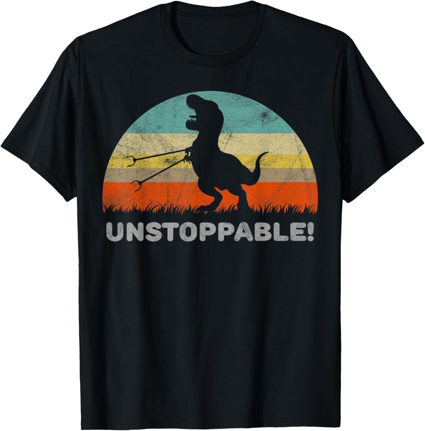 Retro Unstoppable T Rex With Trash Grabber Pickup Tool Funny T-Shirt