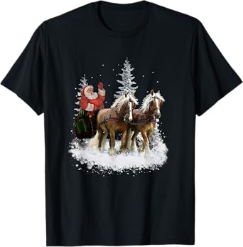 Santa Sleigh Ride - draft horses (C) T-Shirt