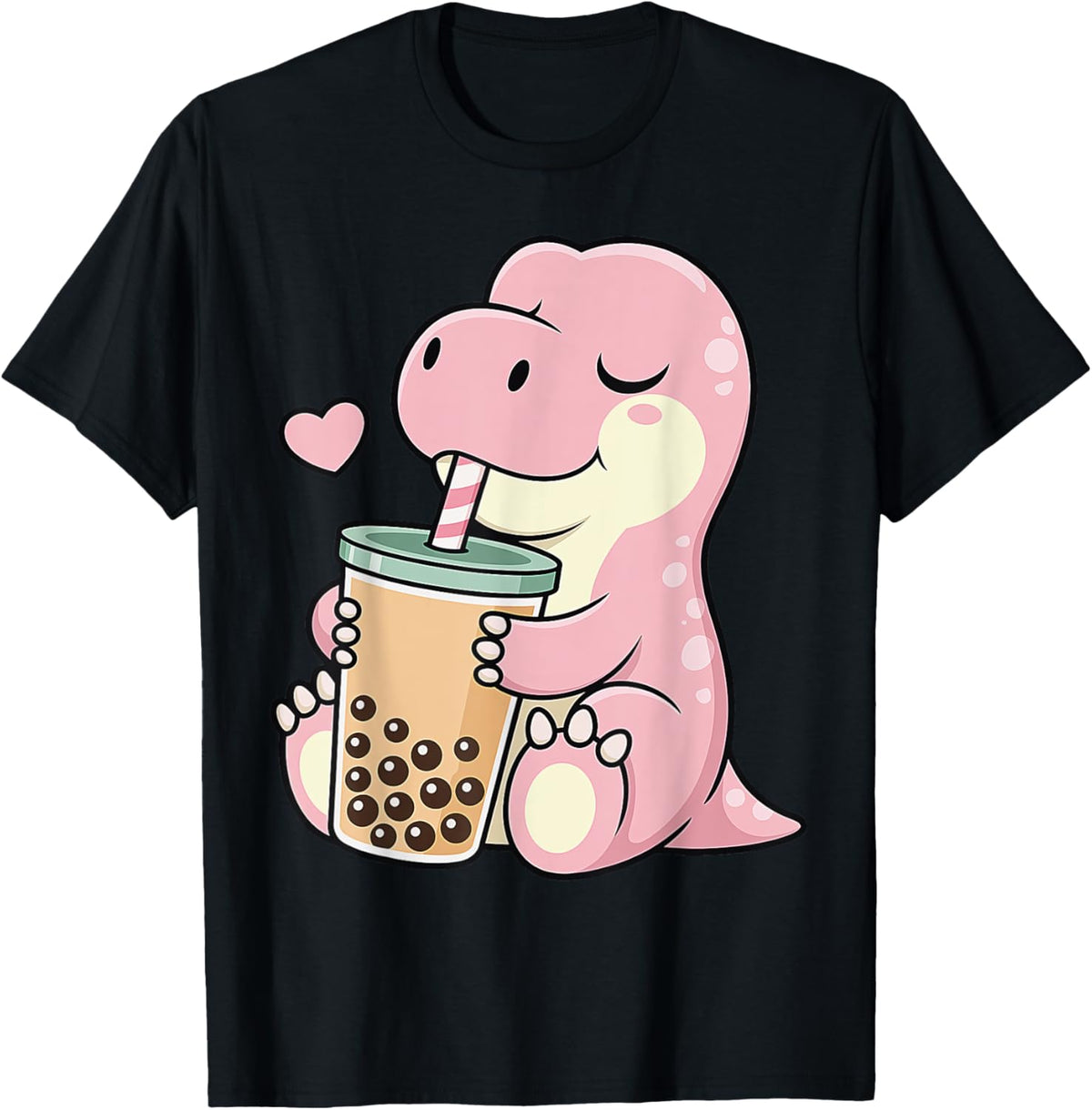Girls Dinosaur Drink Bubble Tea Kawaii Toddler Girl Dinosaur T-Shirt