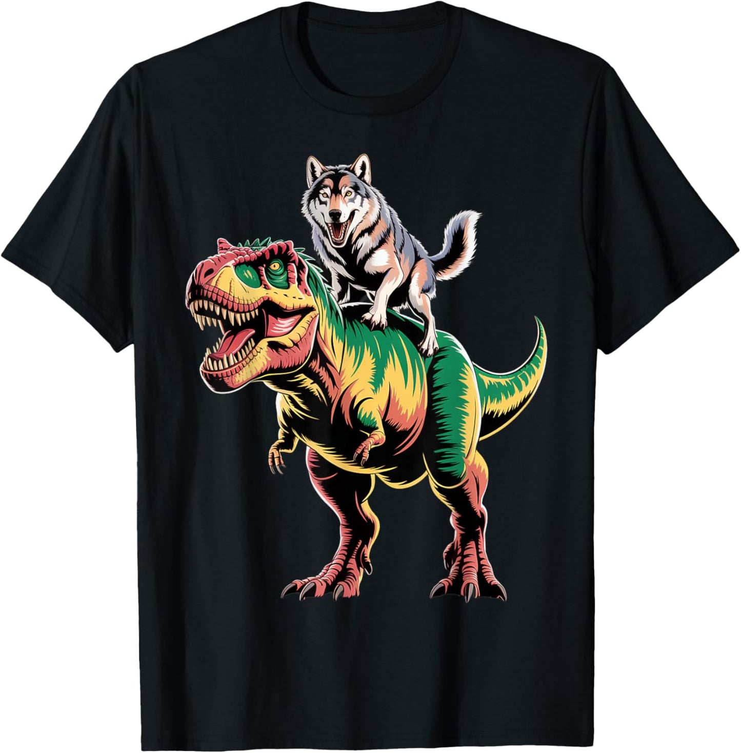 Dinosaur with Wolf Companion T-Shirt