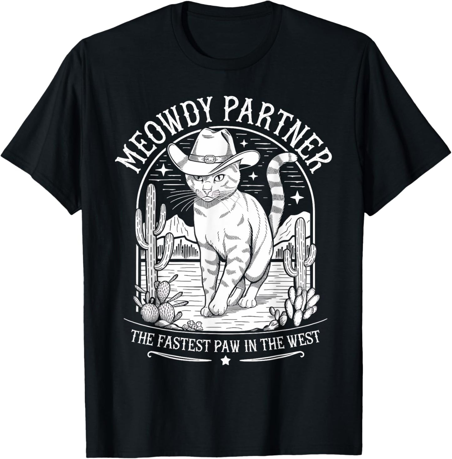 Cat Cowboy Western Meowdy Partner Funny Kitten Desert T-Shirt