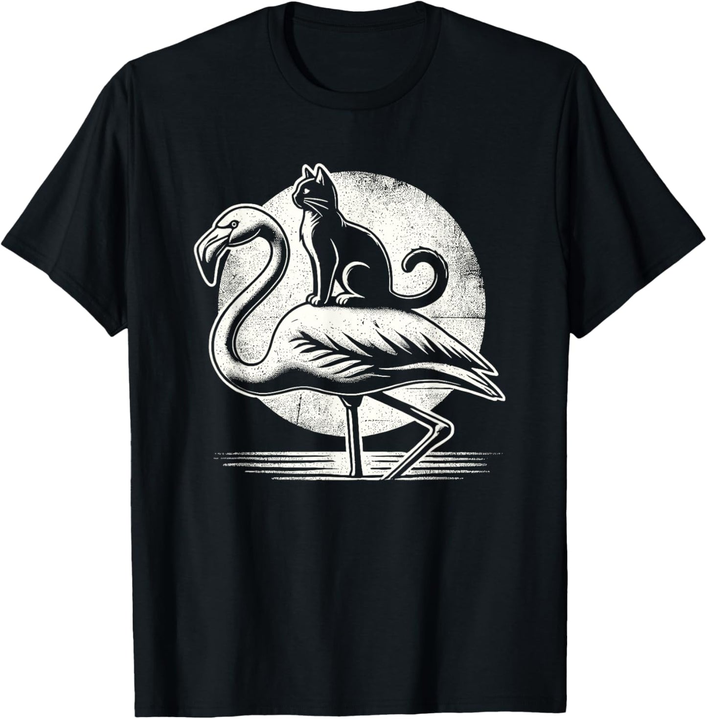 Cat Riding a Flamingo Funny T-Shirt