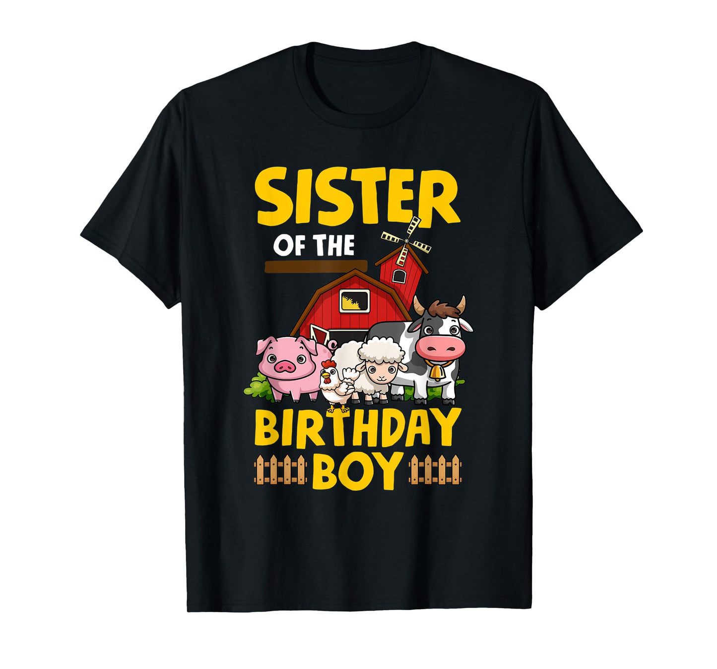 Sister Of The Birthday Boy Farm Animals Barnyard Party T-Shirt
