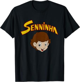 Classic Nostalgia Senninha Unisex-Adults Kids Retro Cartoon Character T-Shirt, Black, Small, Short Sleeve