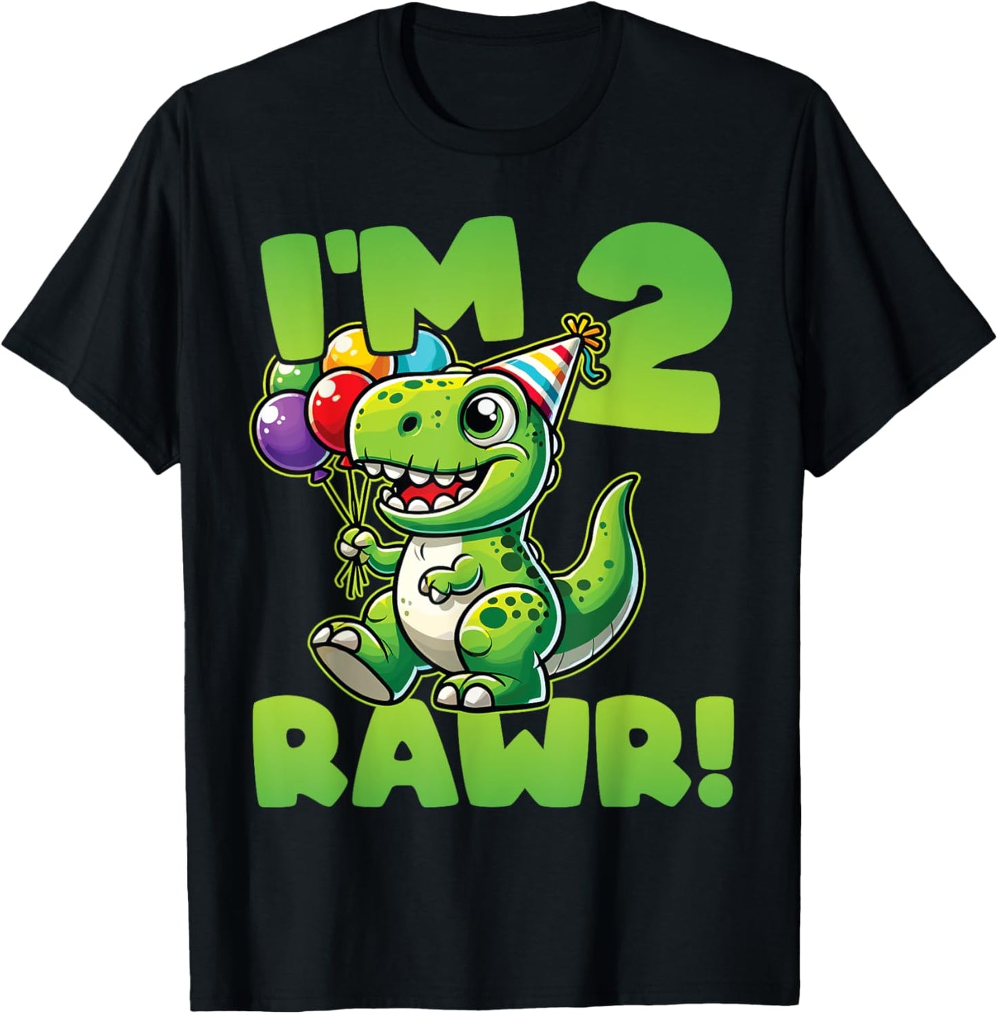 Dinosaur 2nd Birthday I'm Two Rawr Cute T-Rex Party T-Shirt