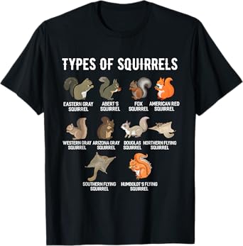 Types of Squirrels Shirt Funny Squirrel Shirt Cute Squirrel T-Shirt