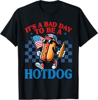 Funny Retro It’s A Bad Day To Be A Hot Dog Lover 4th Of July Men Women Kids T-Shirt