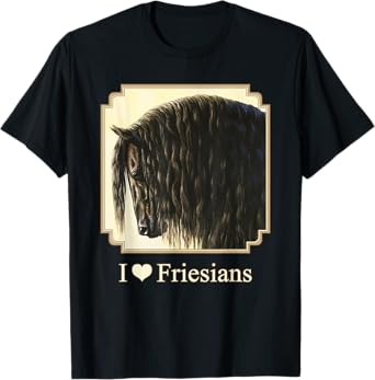 I Love Heart Black Friesian Horses Horse Lover Gift T-Shirt