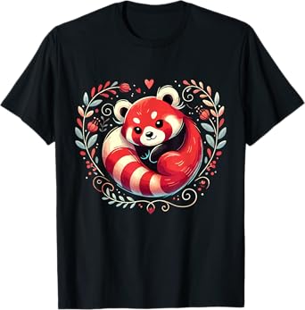 Red Panda Heart Love Design T-Shirt