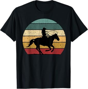 Girl Roping Horse Riding Cowgirl Vintage Texas Equestrian T-Shirt