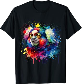 Colorful Splash Art Pygmy Marmoset Marmosets T-Shirt