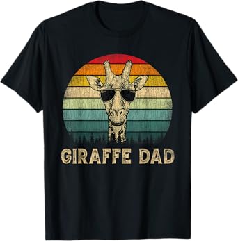 Vintage Giraffe Dad Giraffe Lovers Daddy Father's Day T-Shirt