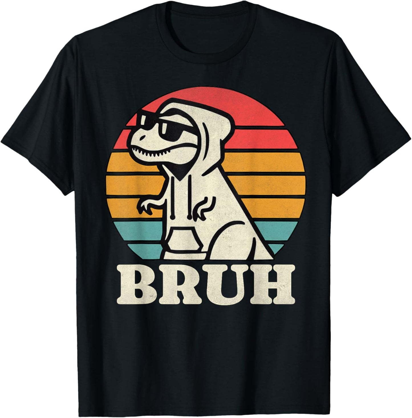 Retro Bruh T Rex Dinosaur Teen Sayings Teenage Boys Funny T-Shirt