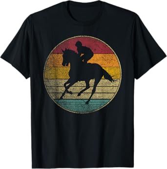 Horse Riding Racing Equestrian Vintage Distressed Retro 70s T-Shirt