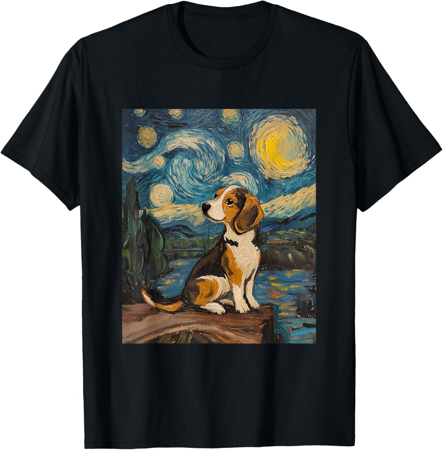 Beagle Dog - Van Gogh Style - Starry Night Graphic T-Shirt