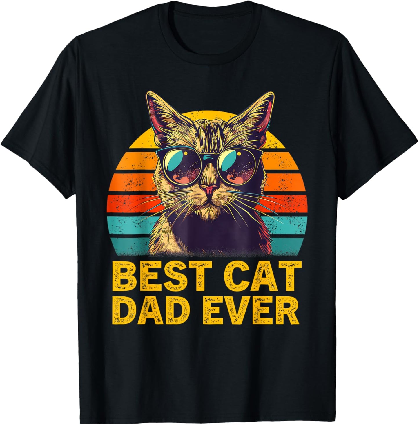Retro Best Cat Dad Ever Shirt Funny Cat Dad Men Father's Day T-Shirt