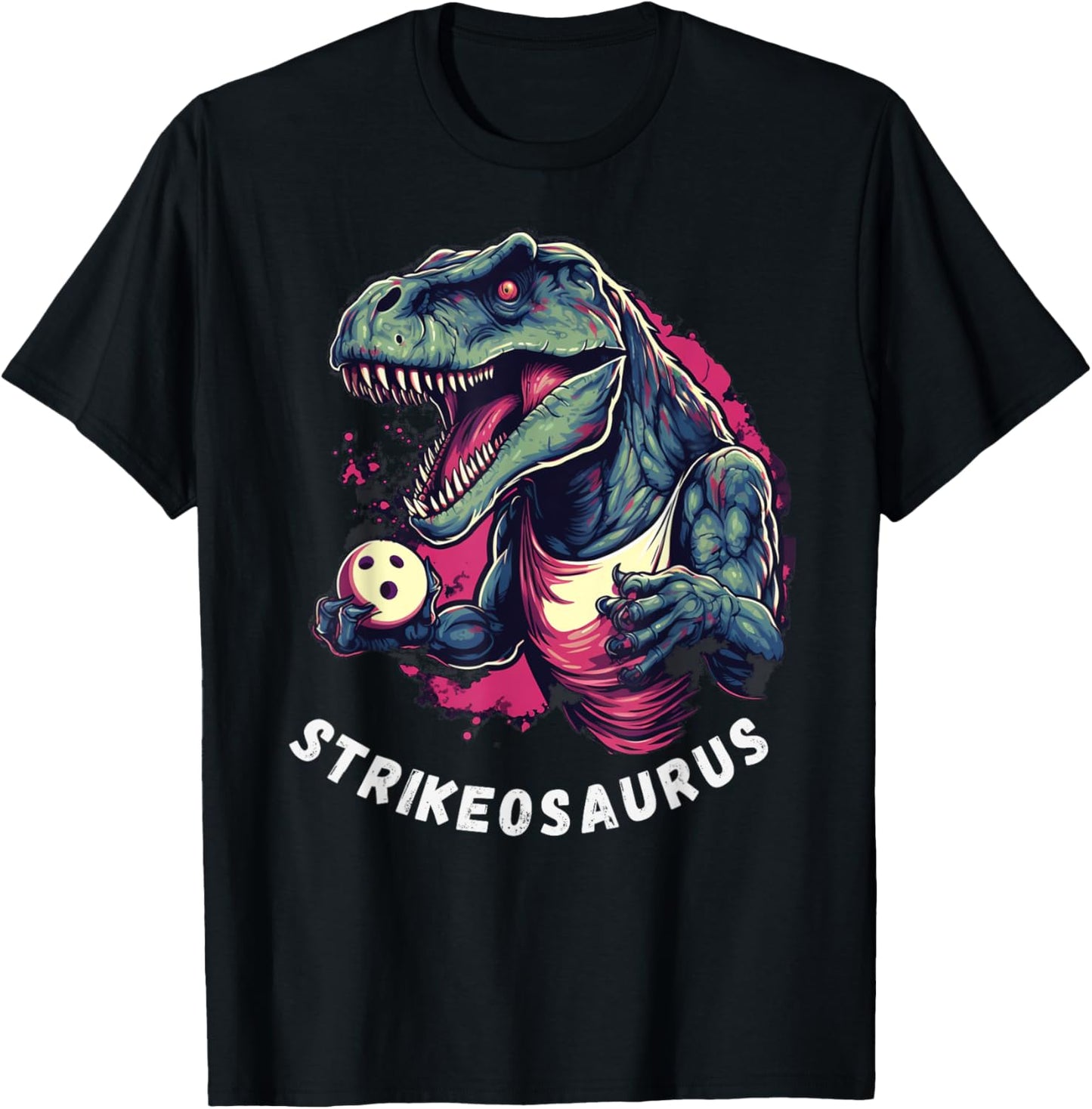 Funny Dinosaur Men's Women's Bowlers Strikeosaurus Bowling T-Shirt