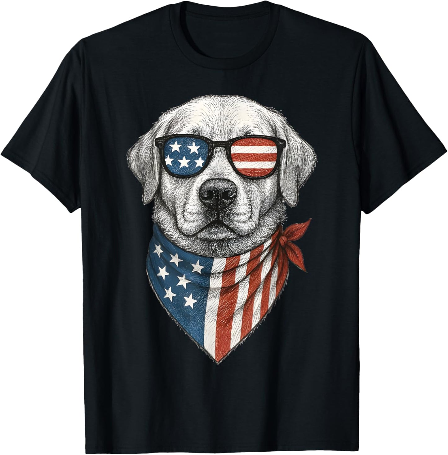 Golden Retriever Dog Patriotic 4th of July American USA Flag T-Shirt