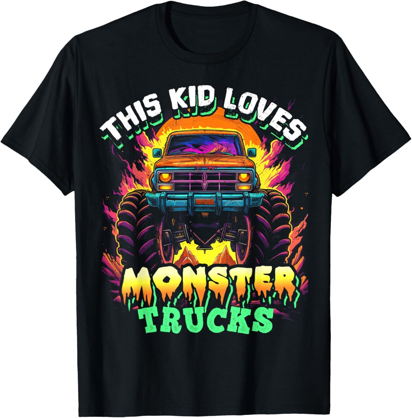 Monster Truck for Toddlers, Kids Monster Truck Vintage Retro T-Shirt