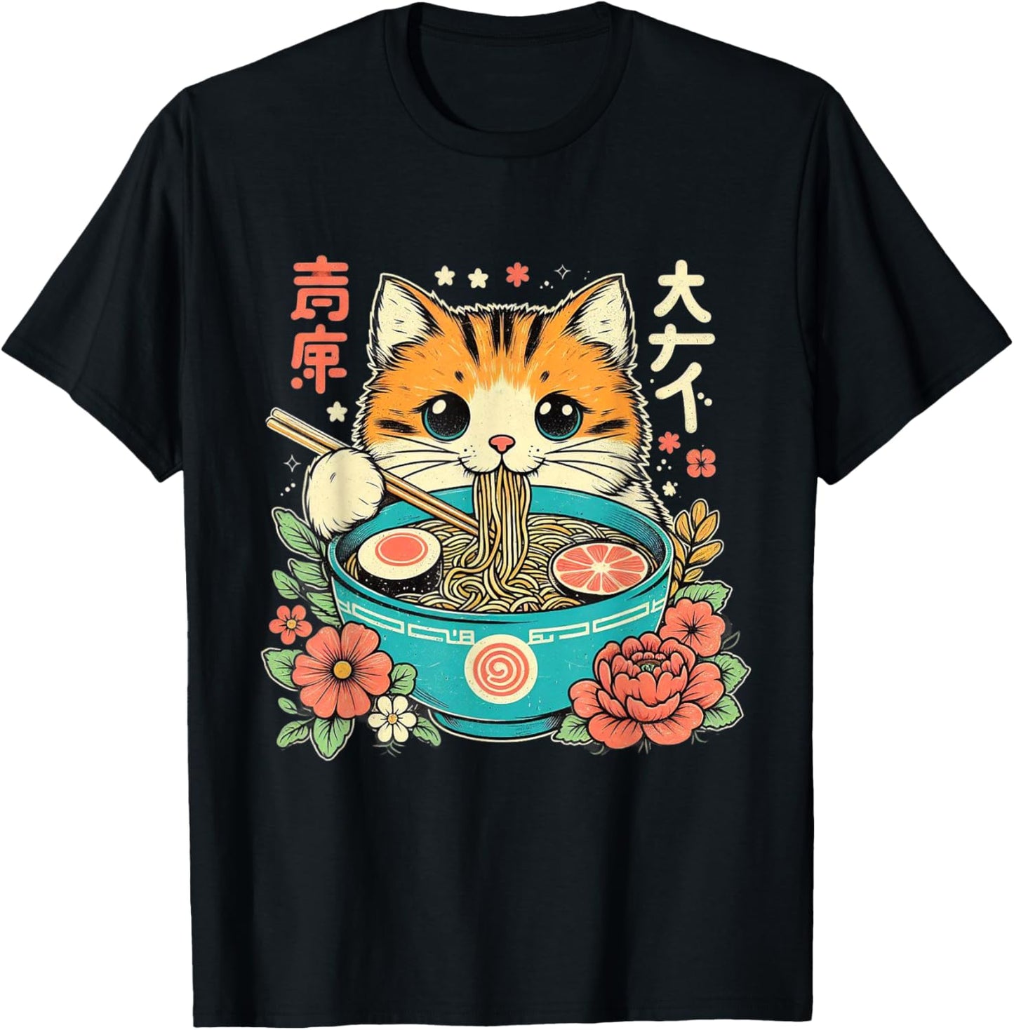 Ramen Cat Kawaii Neko Japanese Noodles Aesthetic Otaku Lover T-Shirt