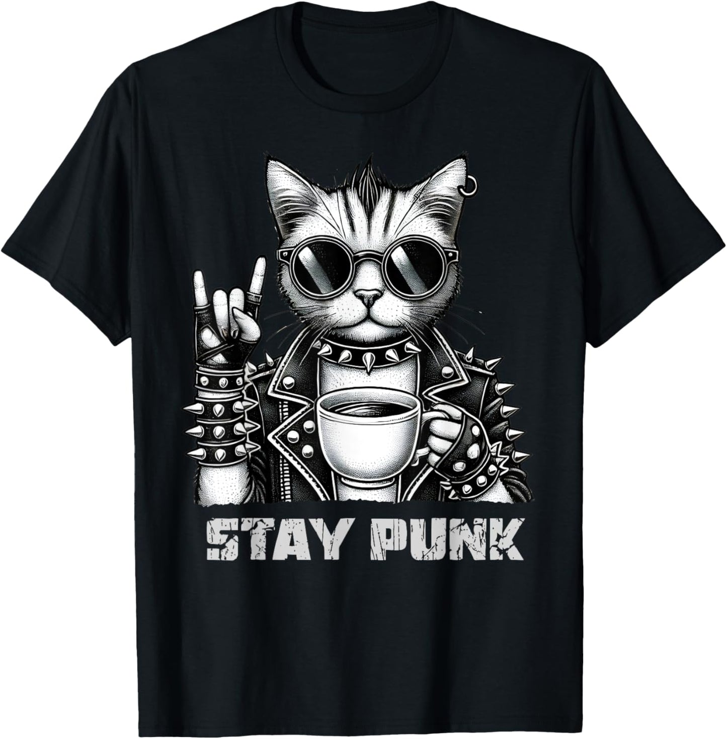 Funny Punk Cat Stay Punk, Women Punk Rock T-Shirt
