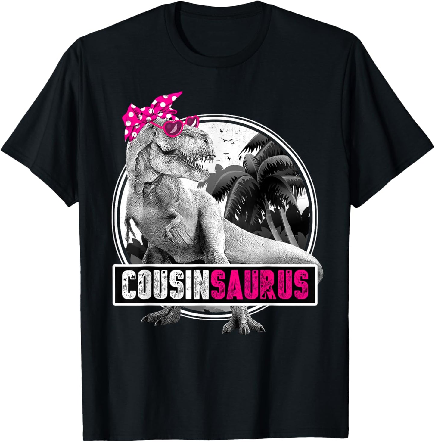 Dinosaur Family Dinosaurier T-Shirt - Women, Dinosaur Fans - Black - T-Shirt - Short Sleeve - Small - Classic Fit - Cotton 60%, Polyester 40%