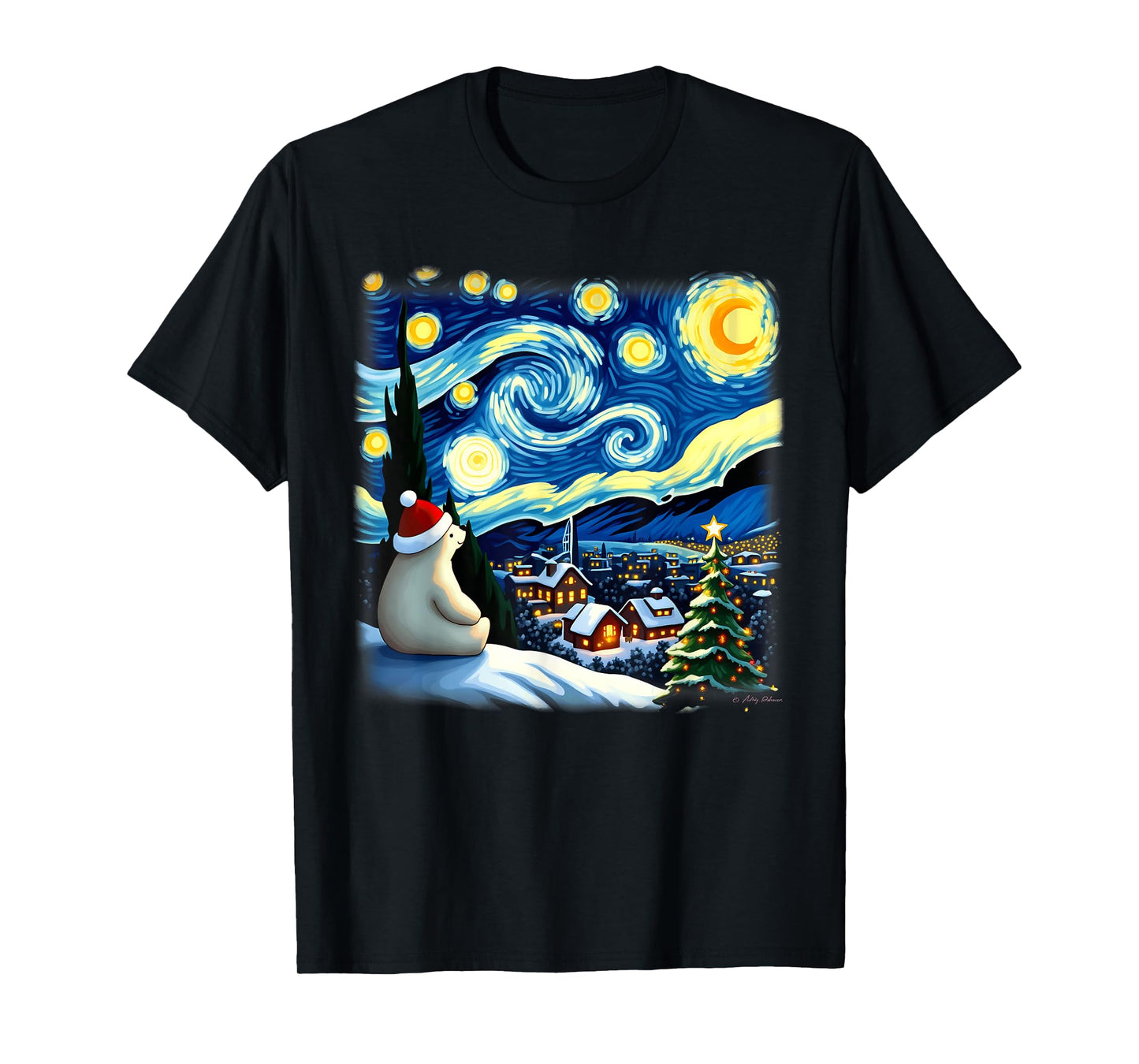 Christmas Polar Bear Starry Night T-Shirt