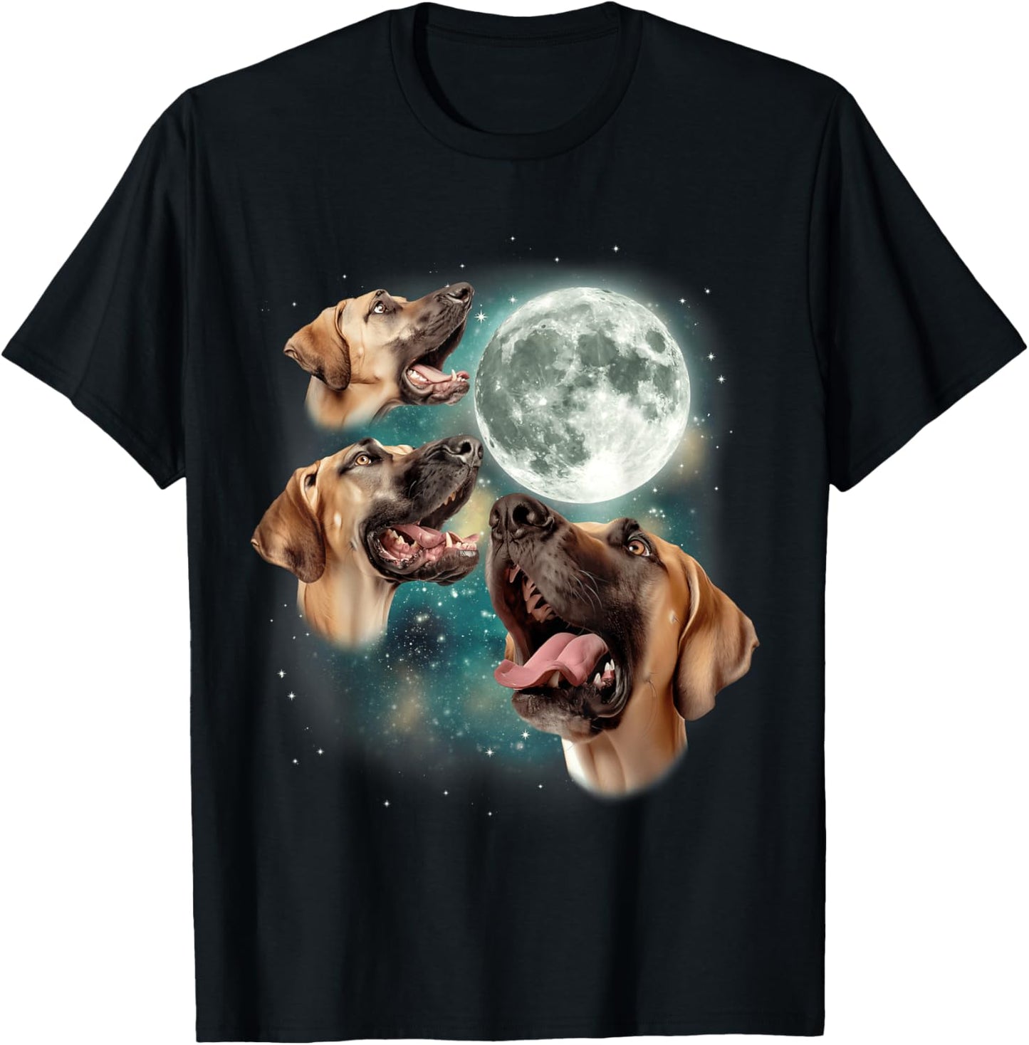 Three Great Dane Moon | 3 Howling Dogs Canine Meme Parody T-Shirt