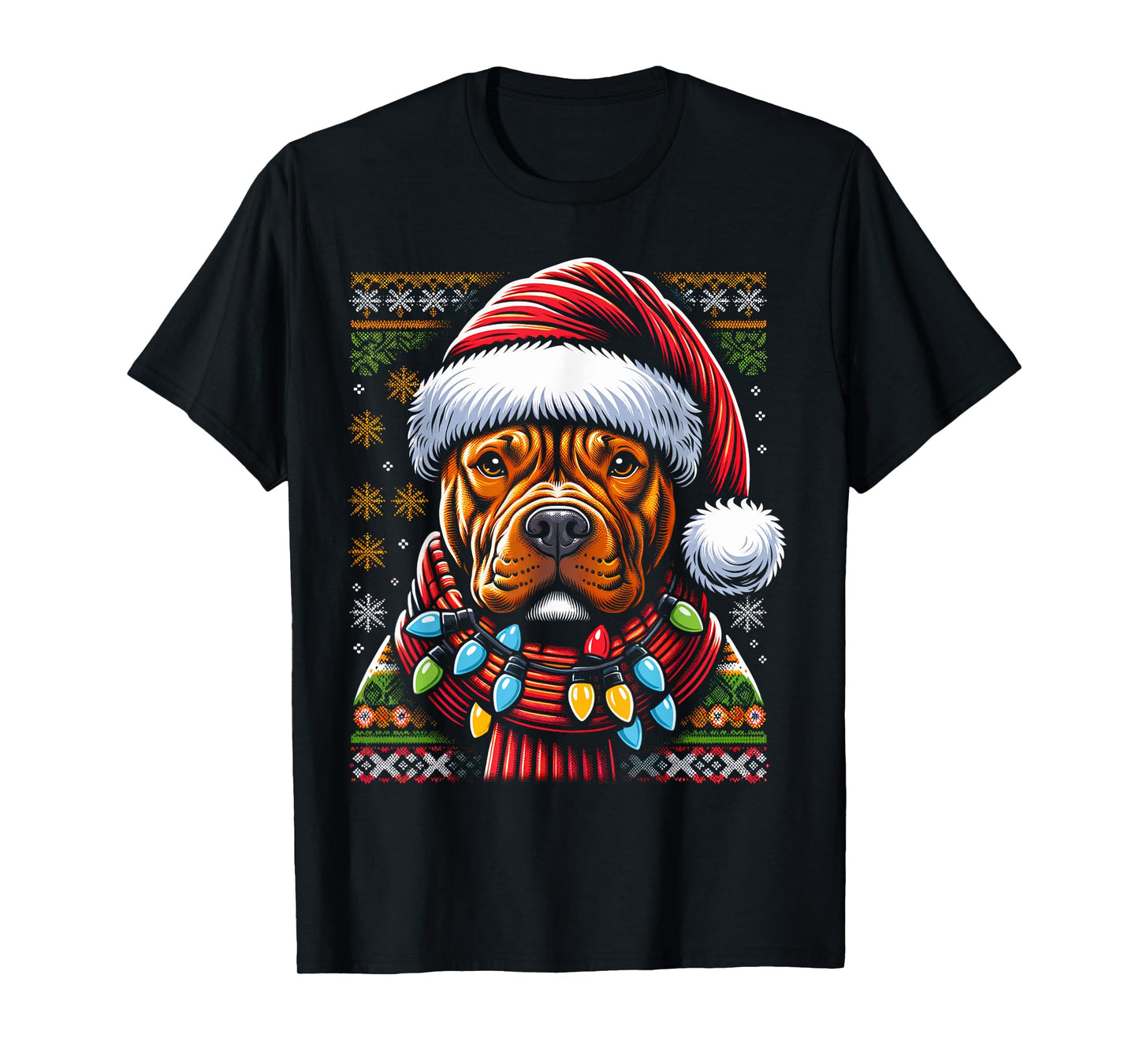 Christmas Pit bull Xmas Pit Bull Mom Dog Lover Santa Womens T-Shirt