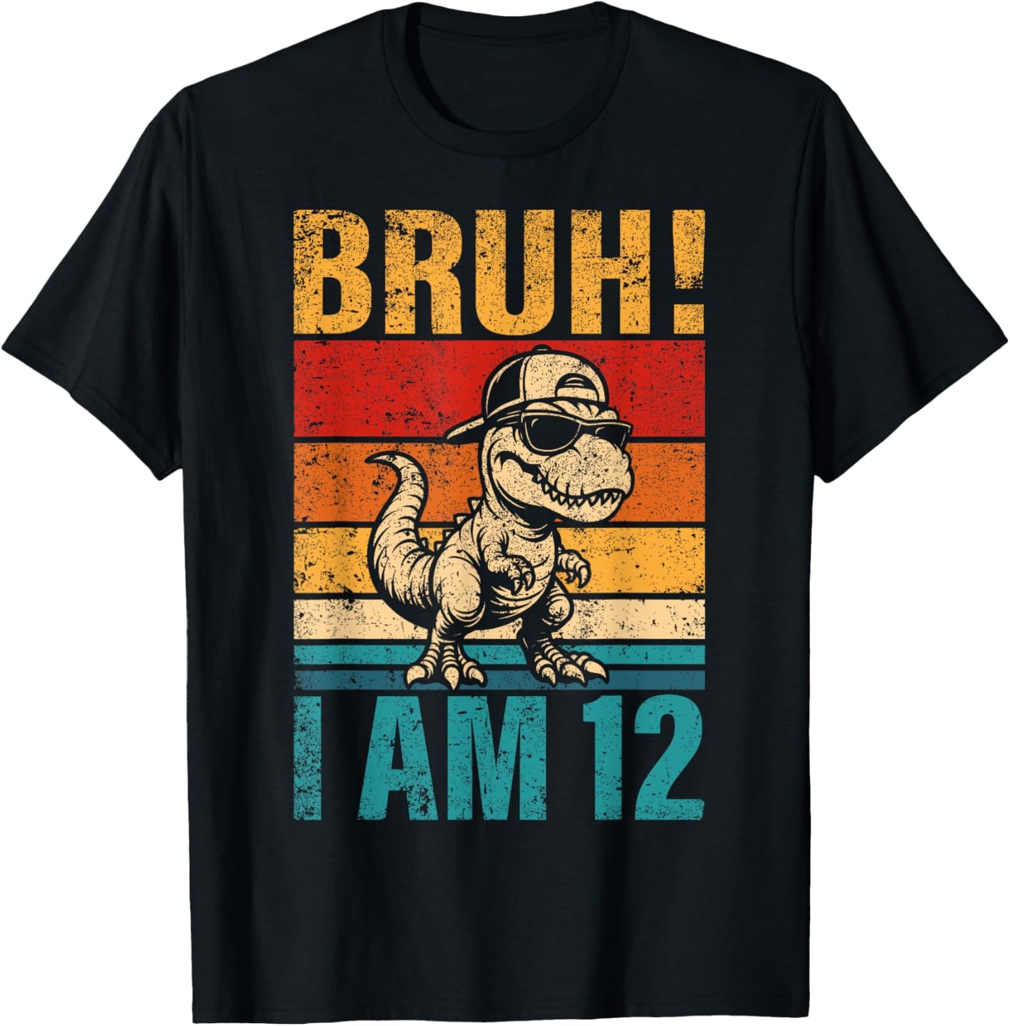 12 Year Old Birthday Boy Dinosaur Bruh It's My 12th Birthday T-Shirt