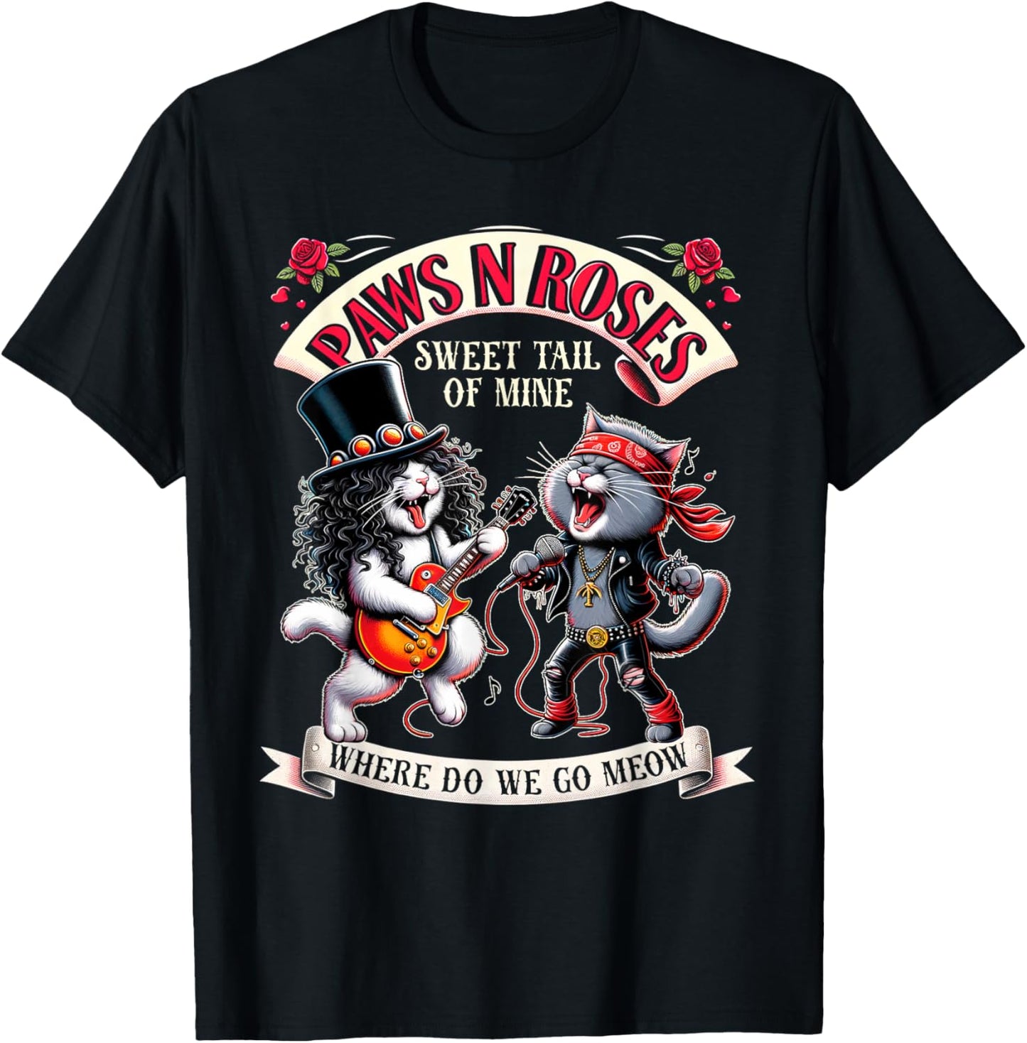 Funny Rock Cats Playing Guitar Classic Cat Music For Lover T-Shirt