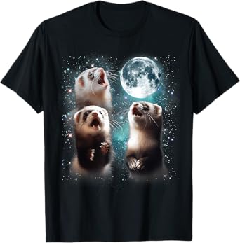 3 Ferret Moon Howling Ferret Head Funny For Men, Women, Kid T-Shirt