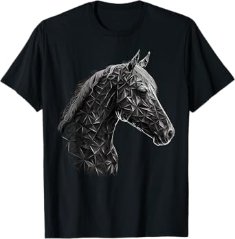 Horse Animal Geometric Polygon Drawing Perd T-Shirt
