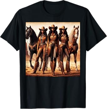 Western Black Cowgirl Rodeo Melanin African American History T-Shirt