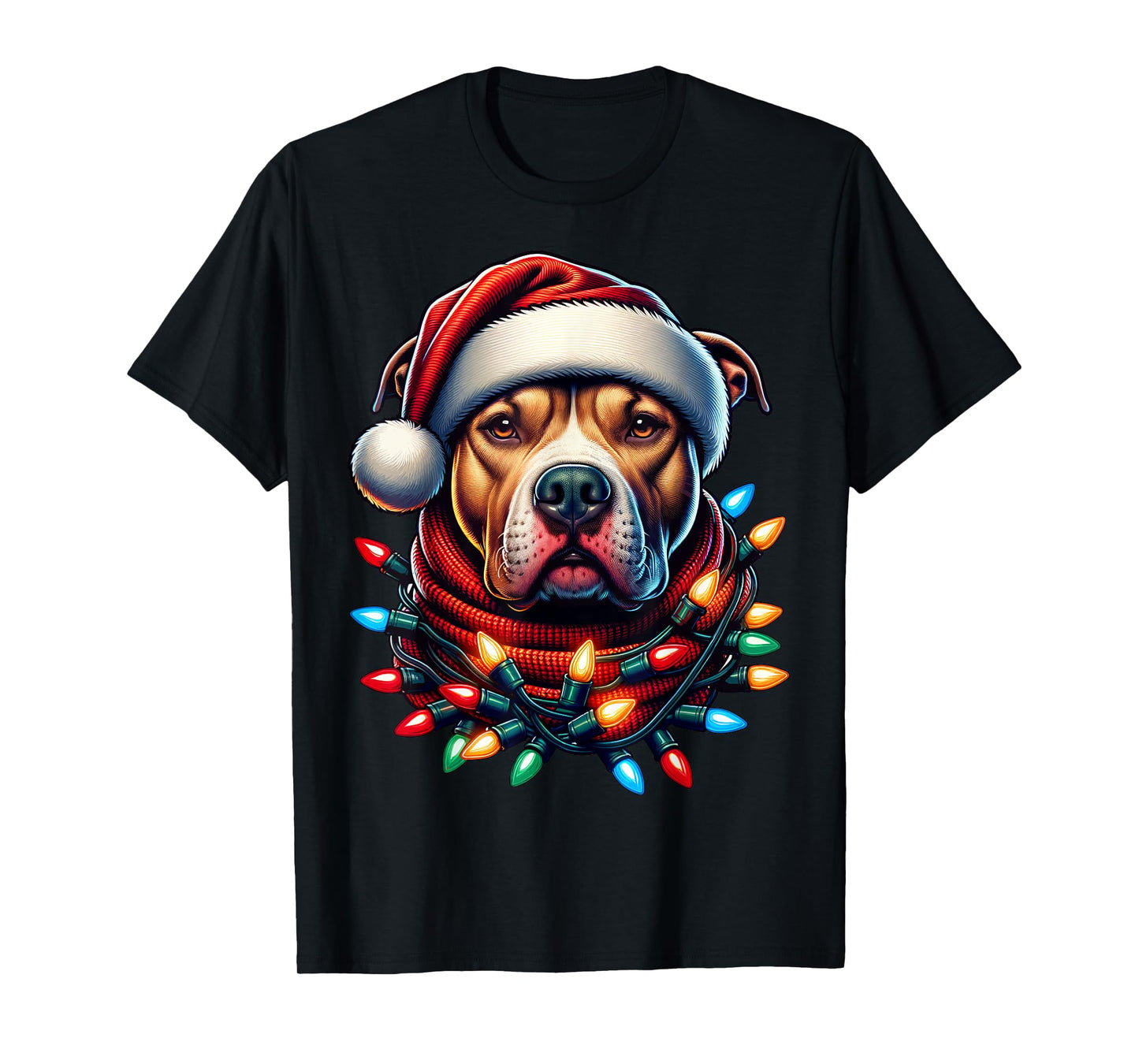 Christmas Pit bull Xmas Pit Bull Mom Dog Lover Santa Womens T-Shirt