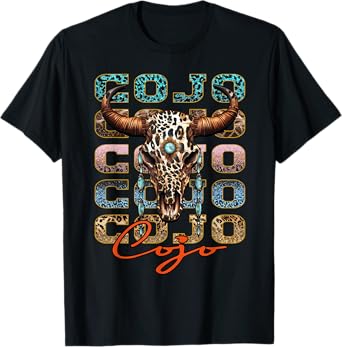 Cojo Distressed Name Pride Vintage Bull-Skull and Leopard T-Shirt