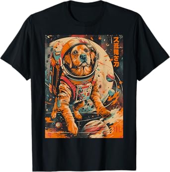 Astronaut Dog Graphic Tee - Japanese Space Puppy Aesthetic T-Shirt