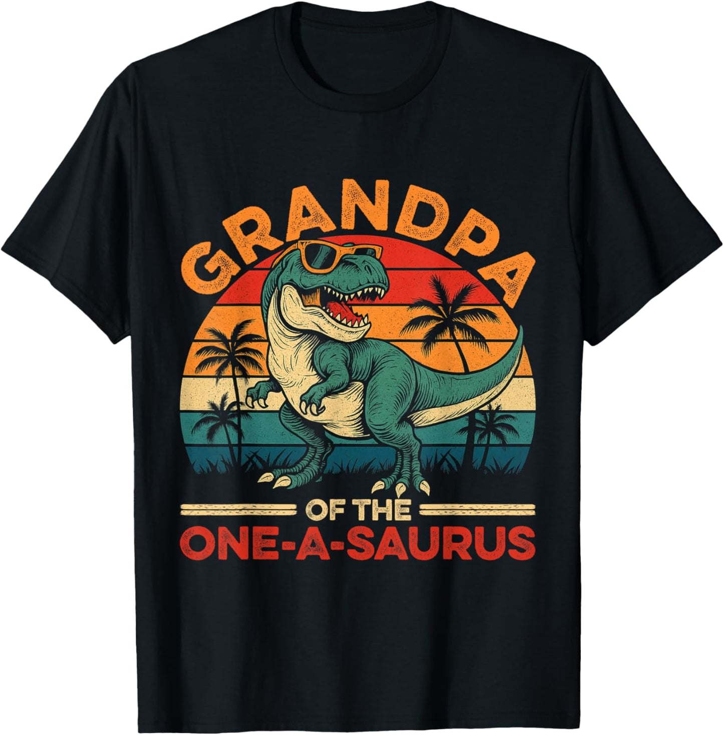 Grandpa One Saurus Dinosaur Rex 1st Birthday 1Years Old T-Shirt