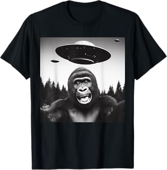 Gorilla Selfie With Alien UFO Funny Gifts For Men Women Kid T-Shirt