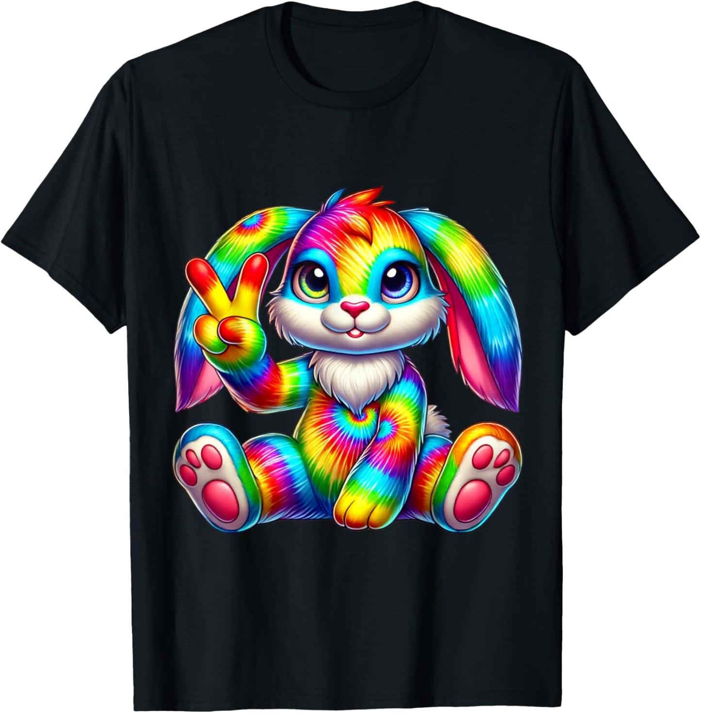 Tie-Dye rabbit bunny Peace Sign Hippie T-Shirt